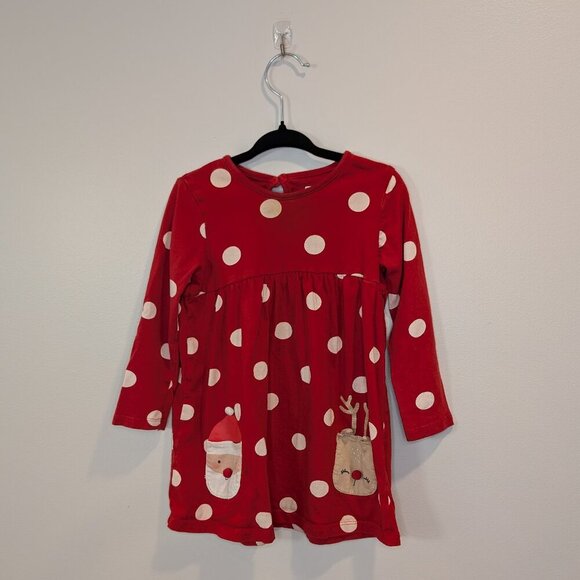 💙 2 for 15 💙 Reindeer Polka Dot Glittery Long-Sleeve Jersey Dress | Christmas - Picture 1 of 4